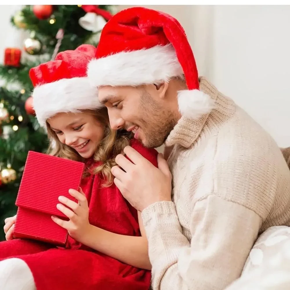 Red Velvet Classic Santa Claus Hat For Xmas Party,Christmas Hat For Adults